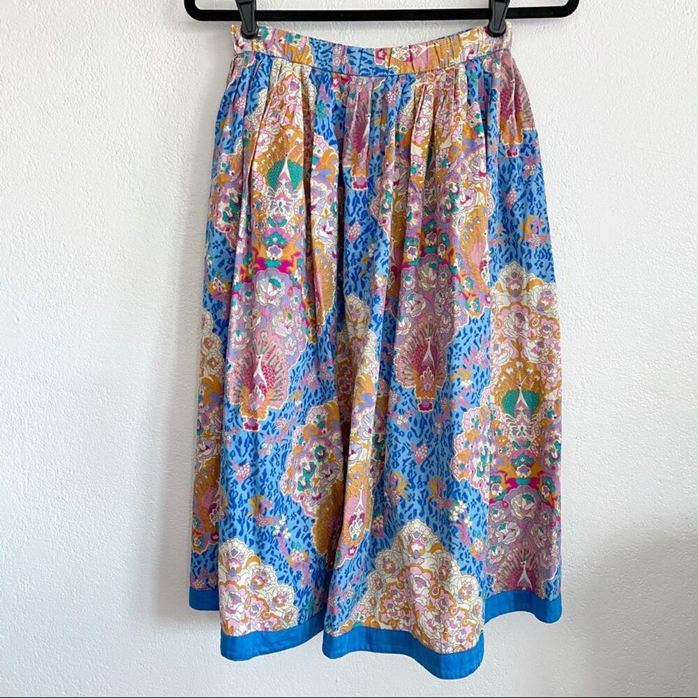 Peacock Paisley Print Vintage A-Line Skirt Size XS
